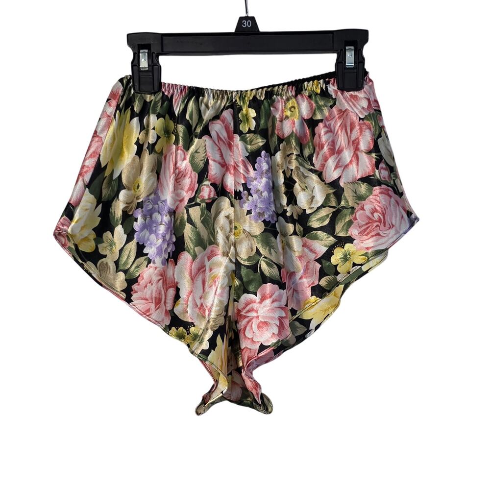 Vintage‎ Victoria's Secret Gold Label satin floral high-cut shorts Size S